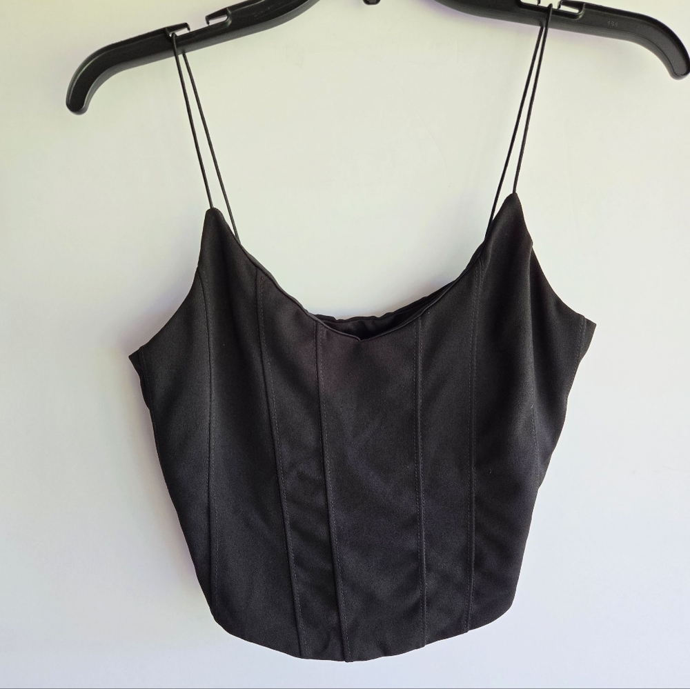NEW Missguided Black Corset Style Crop Top, Size US 8